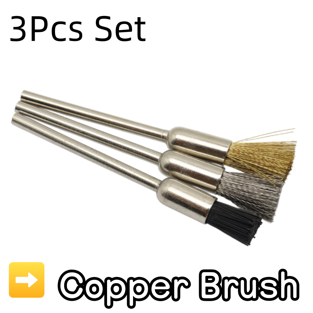 Nail Art Brush Set - 3Pcs Nail Drill Bit Cleaning Brush