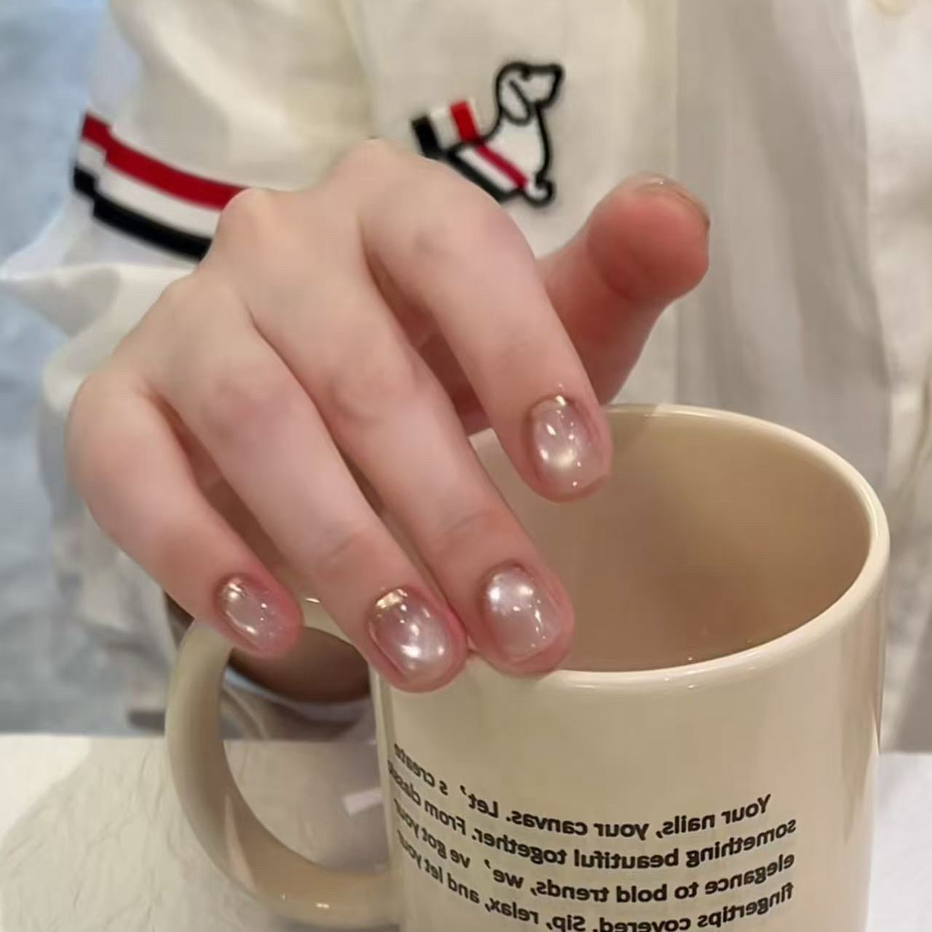 Nail Art Full Cat Eye - 10pcs Handmade Short Press On Nails