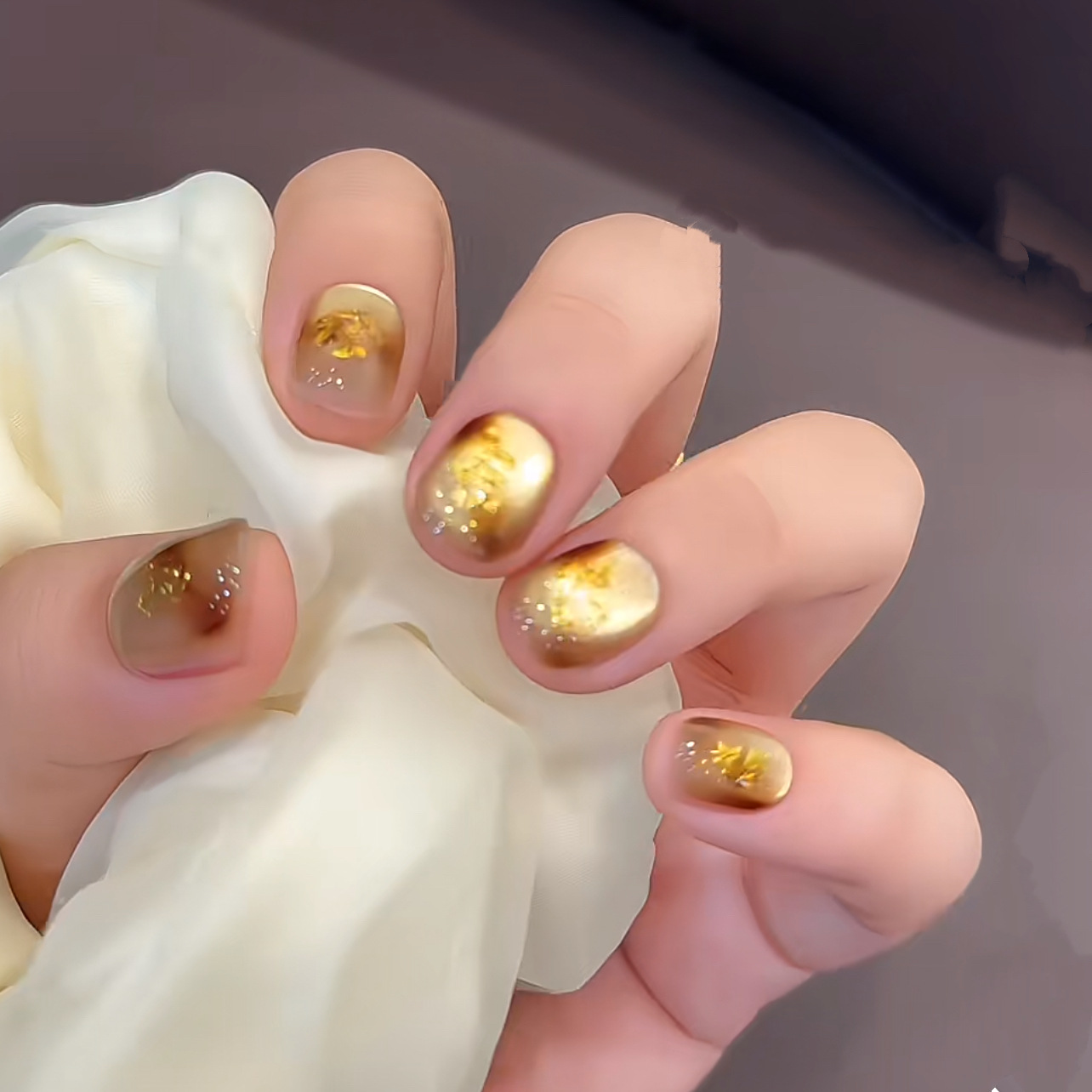 Nail Art Full Cat Eye - 10pcs Handmade Short Press On Nails