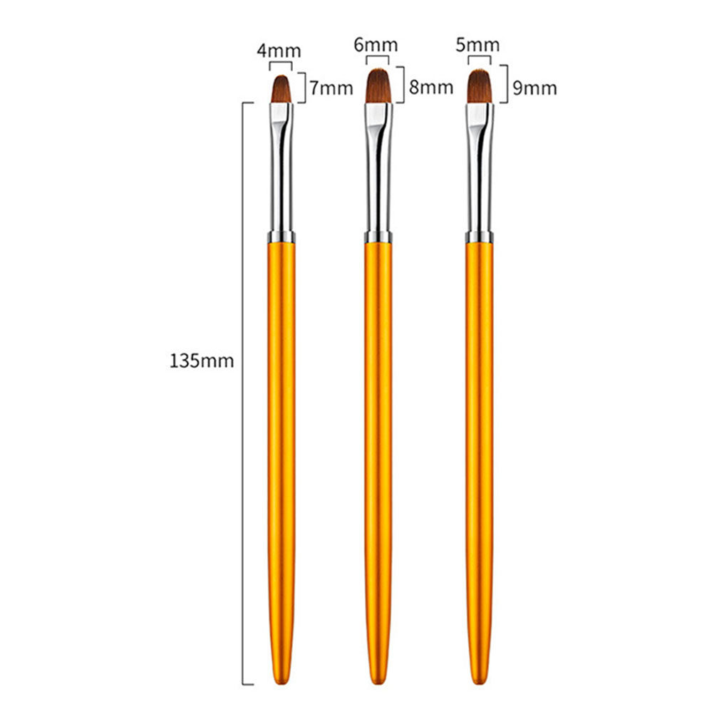 Nail Art Brush Set - 3Pcs Uv Gel Nail Art Pen