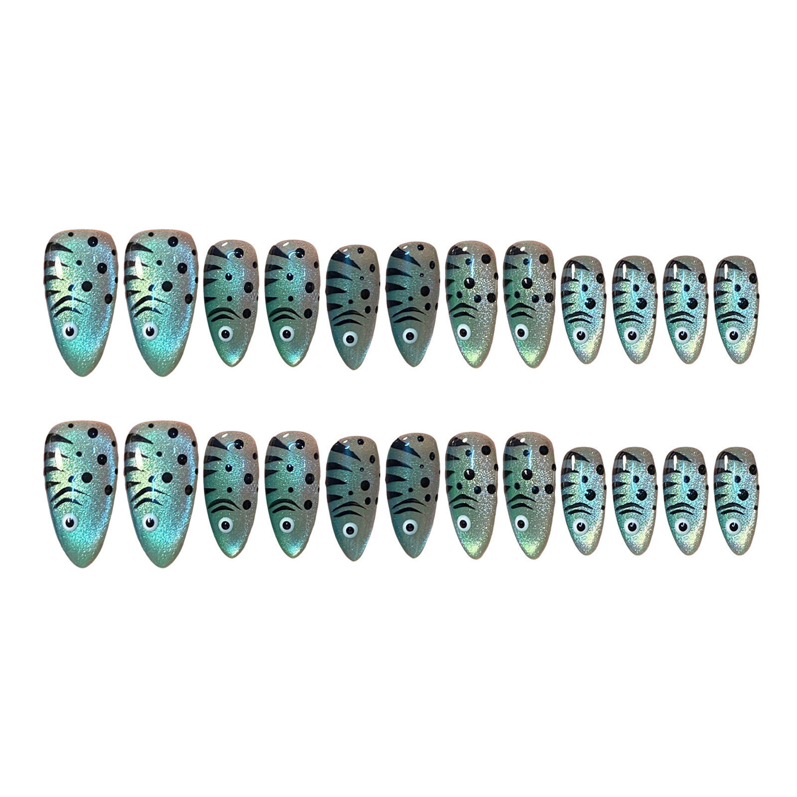 Nail Art Full Cat Eye - 24pcs Cat Eyes Press On Nails