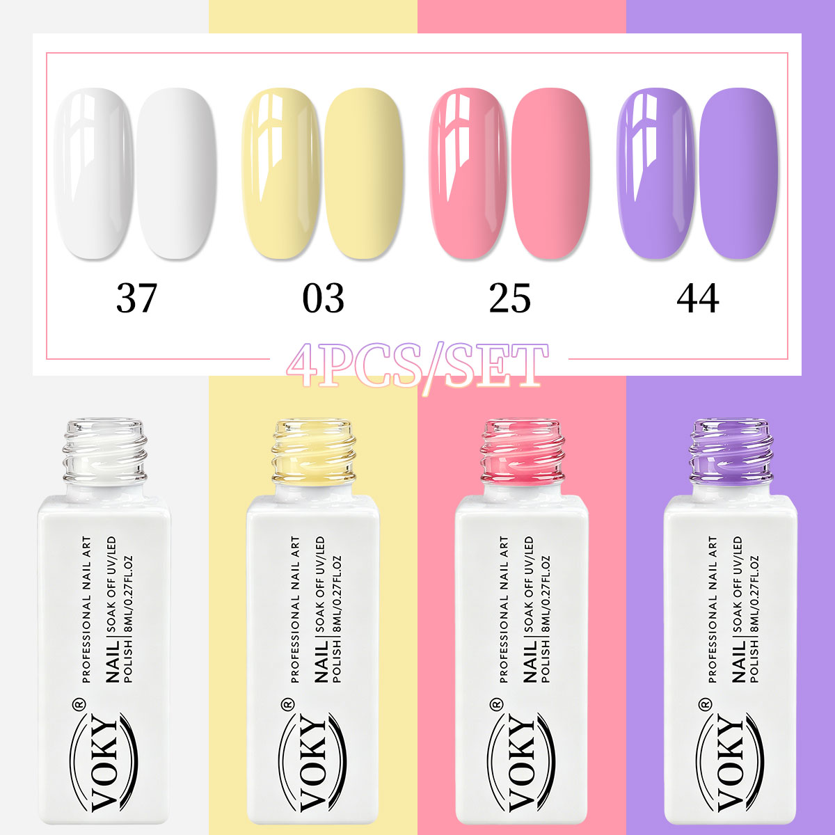 Nail Art Elegant - VOKY 4-piece macaron elegant solid color