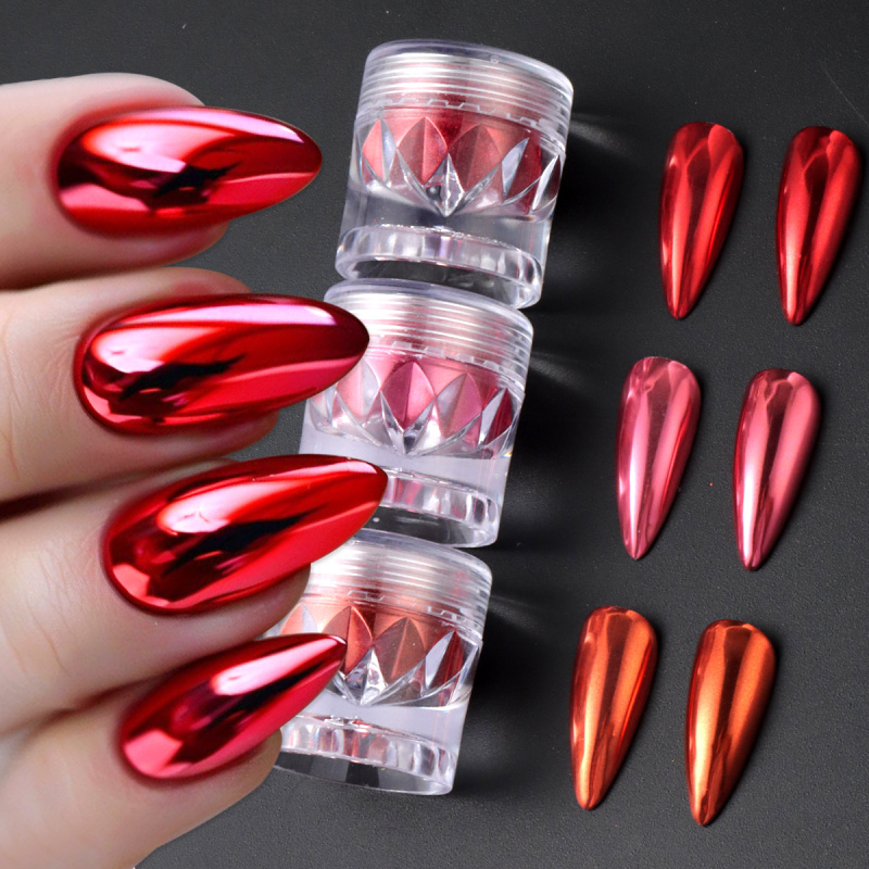 Chrome Red Pink Nail Glitter P - Nail Art Valentine recension och pris