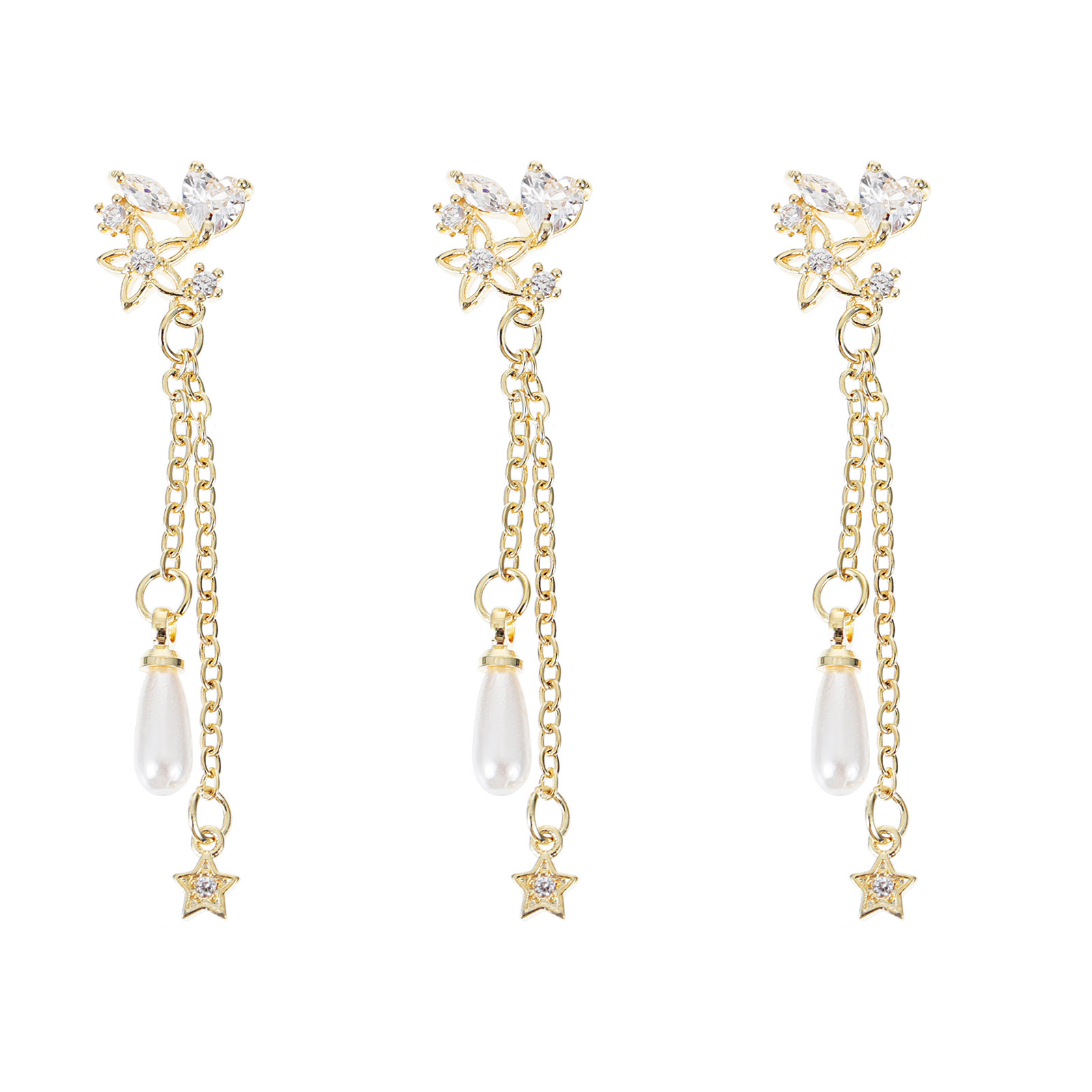 3Pcs Pearl Pendant Nail Chain  - Nail Art Elegant recension och pris