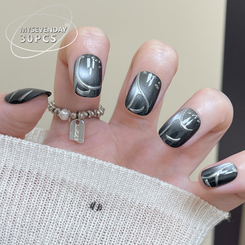 30 pieces French handmade blac - Nail Art Full Cat Eye recension och pris