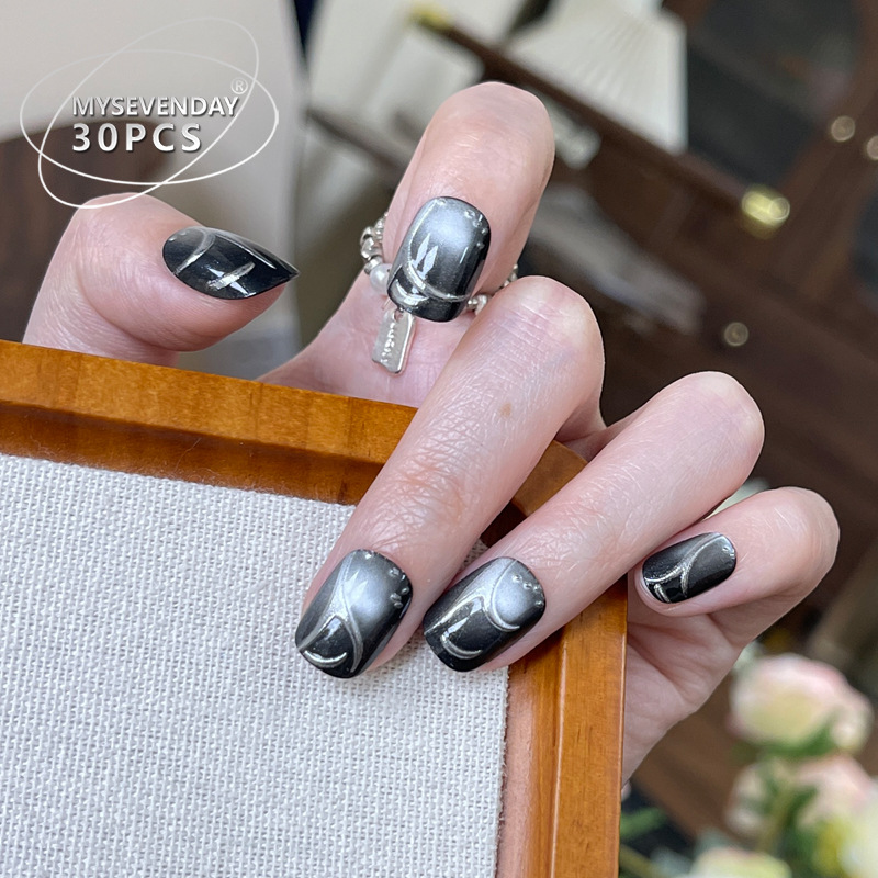 30 pieces French handmade blac - Nail Art Full Cat Eye recension och pris
