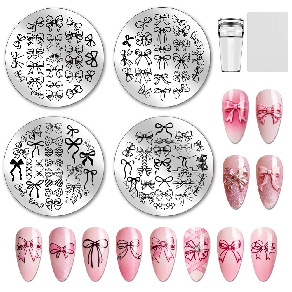 4pcs Bowknot Nail Stamping Pla - Nail Art Elegant recension och pris