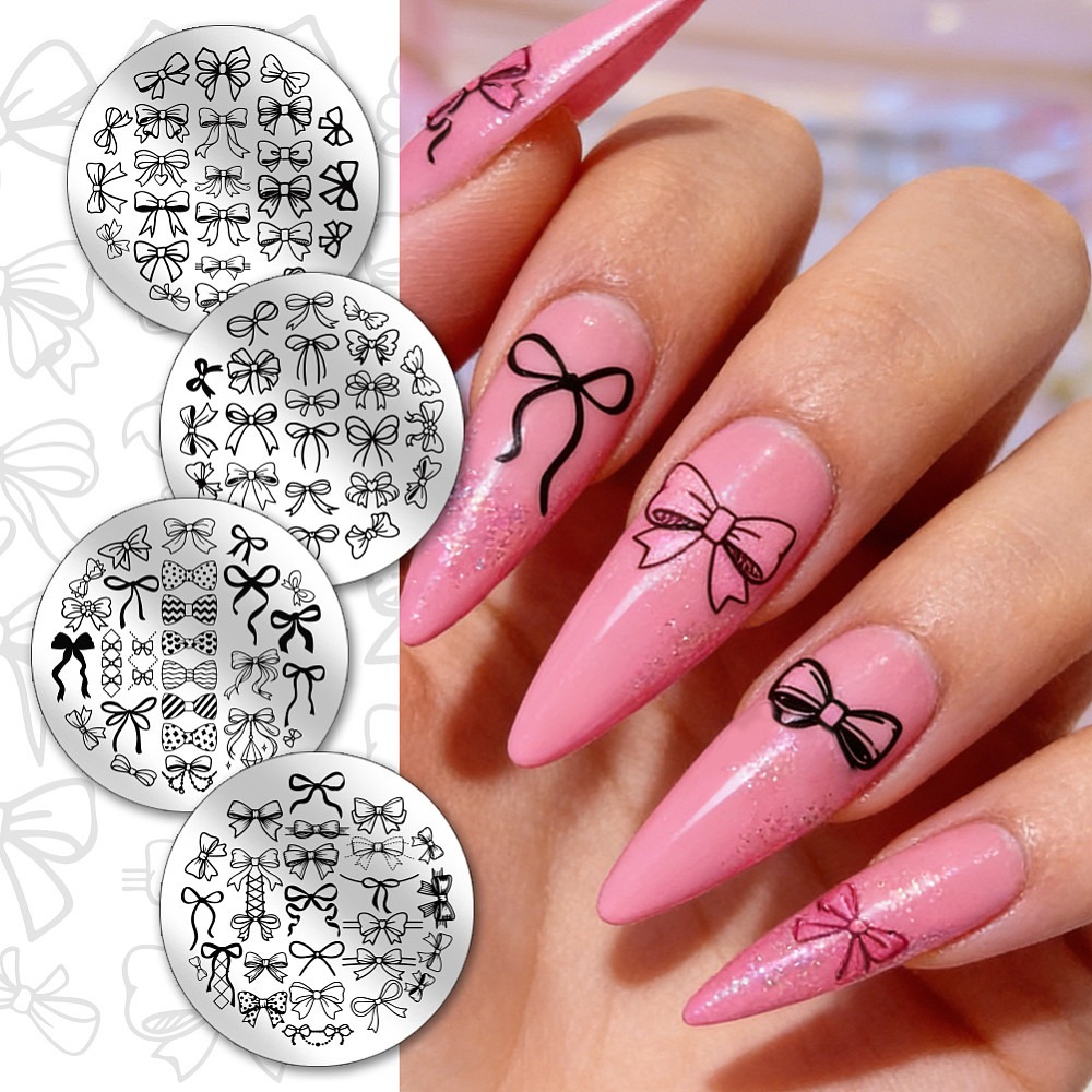 4pcs Bowknot Nail Stamping Pla - Nail Art Elegant recension och pris