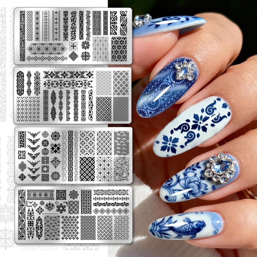 4pcs Chinese Style Patterns Na - Nail Art Motif recension och pris