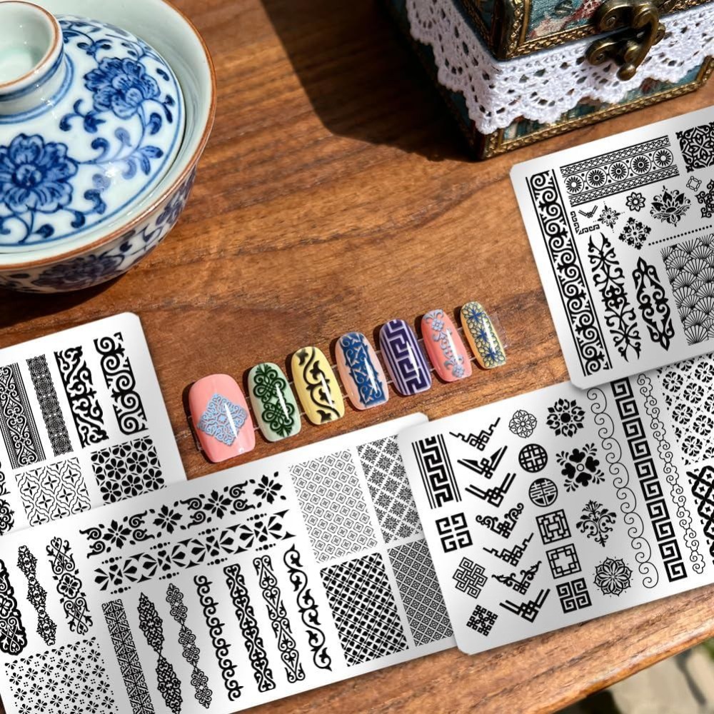 4pcs Chinese Style Patterns Na - Nail Art Motif recension och pris