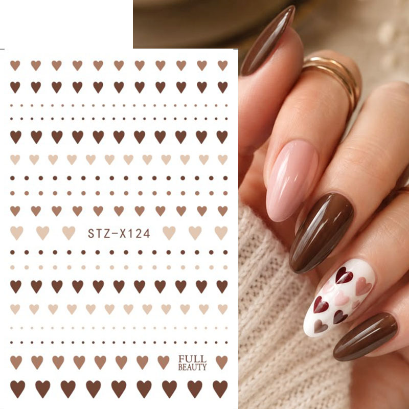 2pcs Cute Brown Heart Polka Do - Nail Art Valentine recension och pris