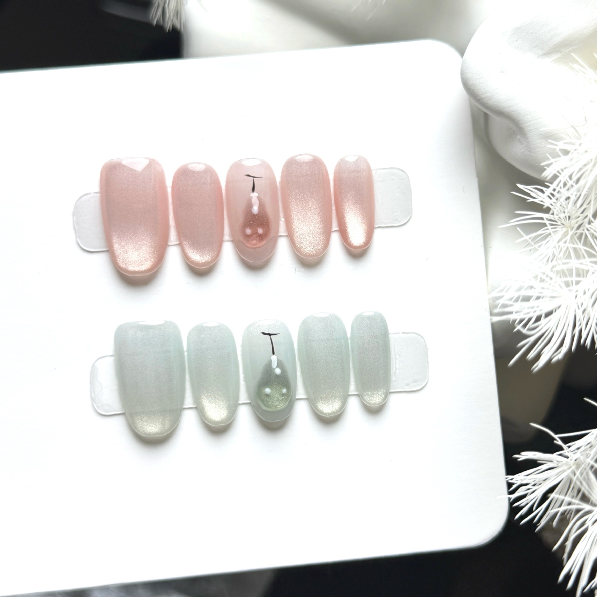 10pcs Handmade Short Oval Pres - Nail Art Full Cat Eye recension och pris