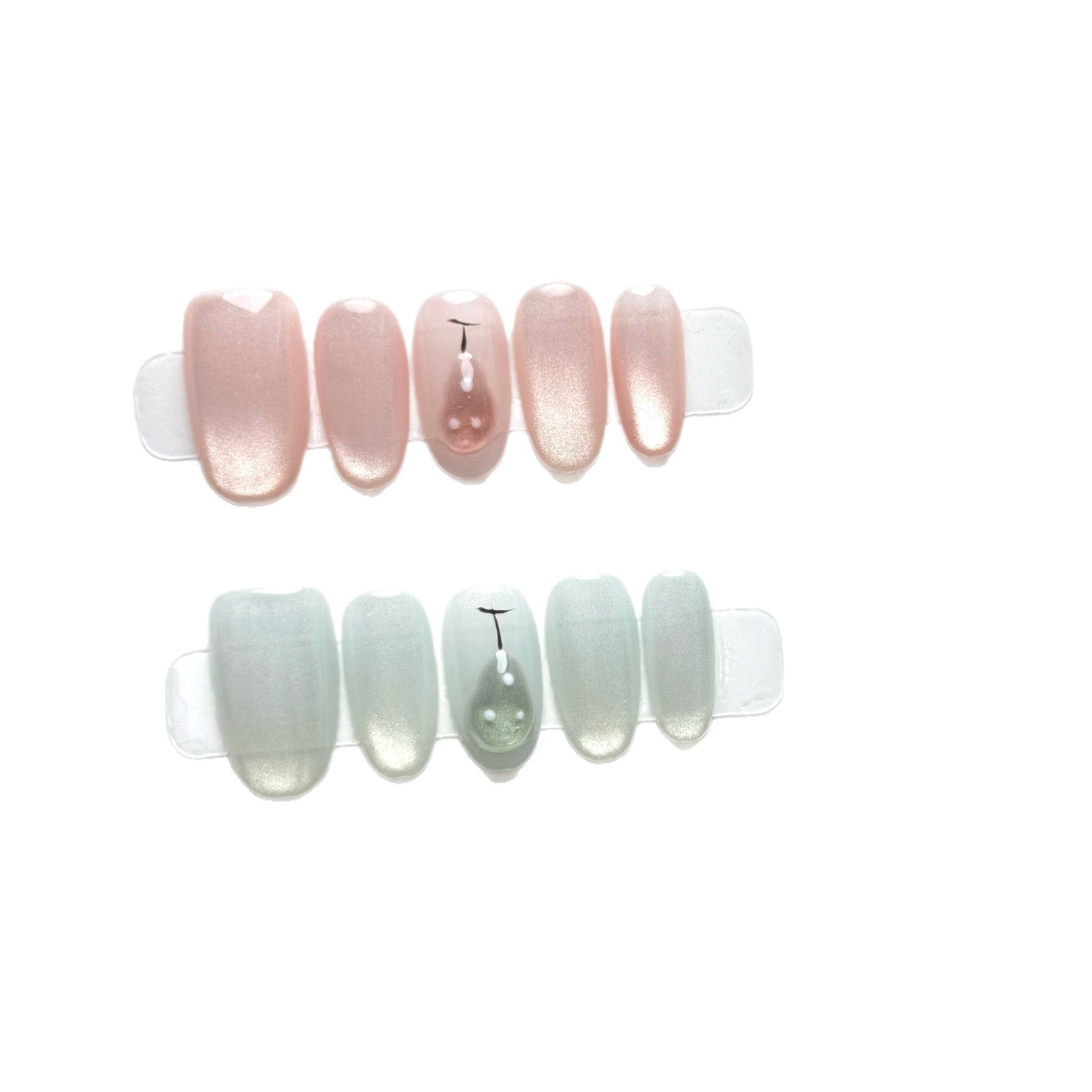 10pcs Handmade Short Oval Pres - Nail Art Full Cat Eye recension och pris