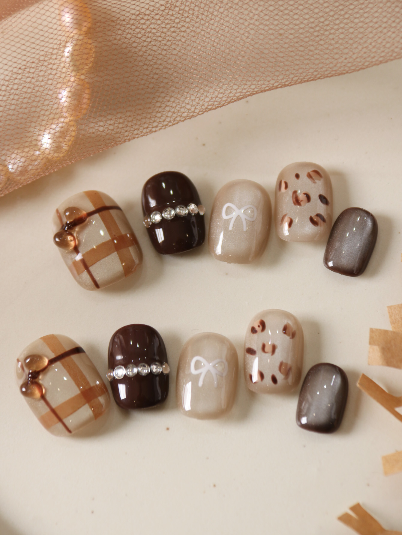10Pcs Press on Nails Short Bro - Nail Adhesive Tab recension och pris