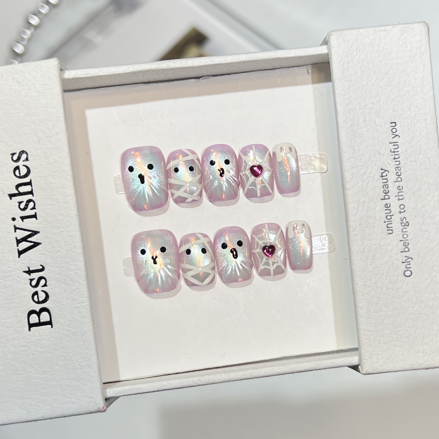 10pcs Handmade Short Press on  - Nail Art Full Cat Eye recension och pris