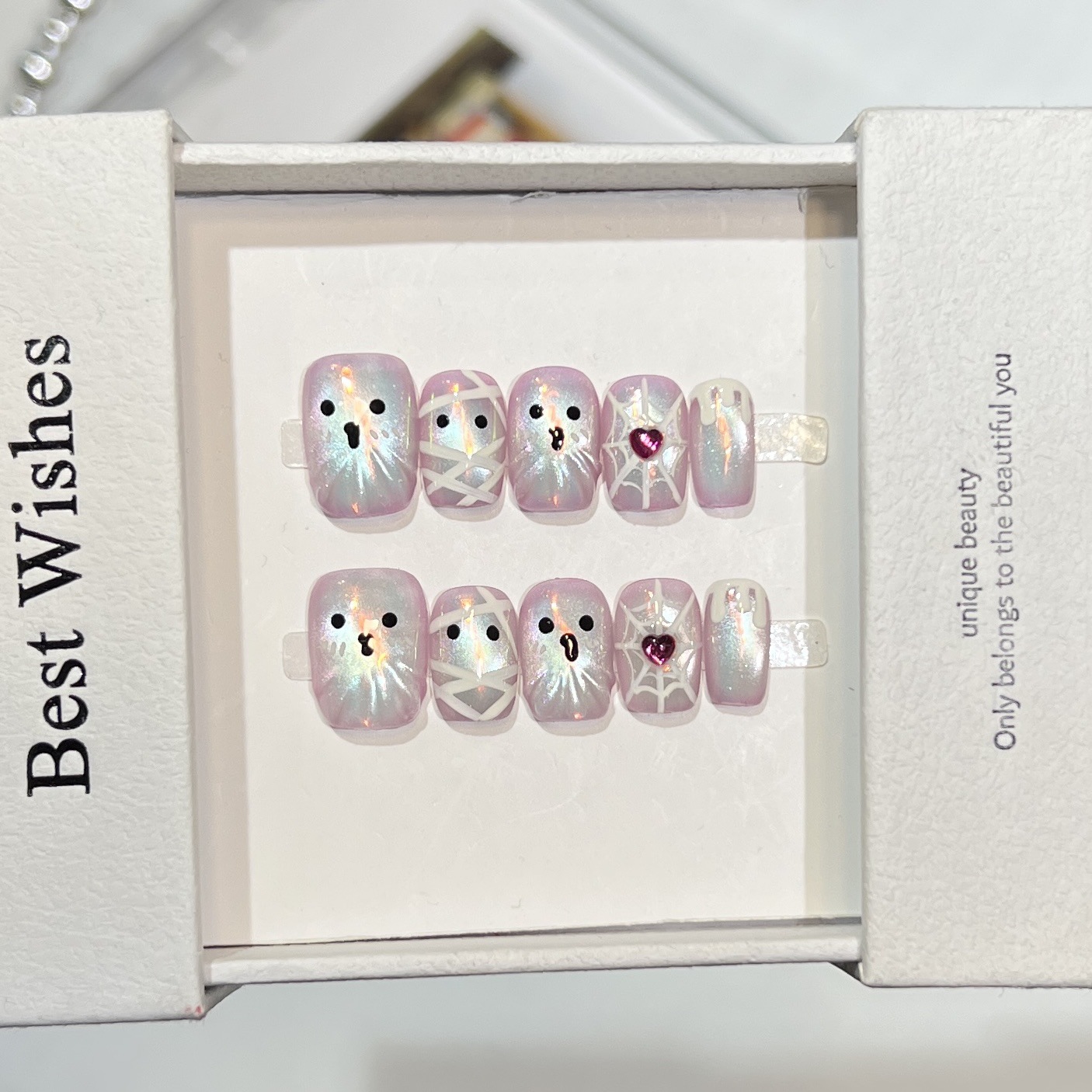 10pcs Handmade Short Press on  - Nail Art Full Cat Eye recension och pris